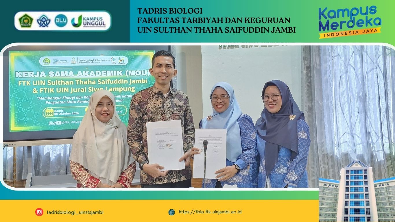 Prodi Tadris Biologi UIN STS Jambi dan UIN Jurai Siwo Lampung Tandatangani Perjanjian Kerja Sama (PKS) dan Implementation Arrangement (IA), Perkuat Kolaborasi melalui Visiting Lecturer